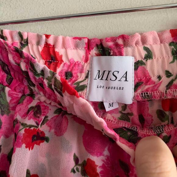 MISA Lucia Pink Poppy Floral Tiered Ruffle Maxi Skirt  $273 Size M Medium - Picture 3 of 5